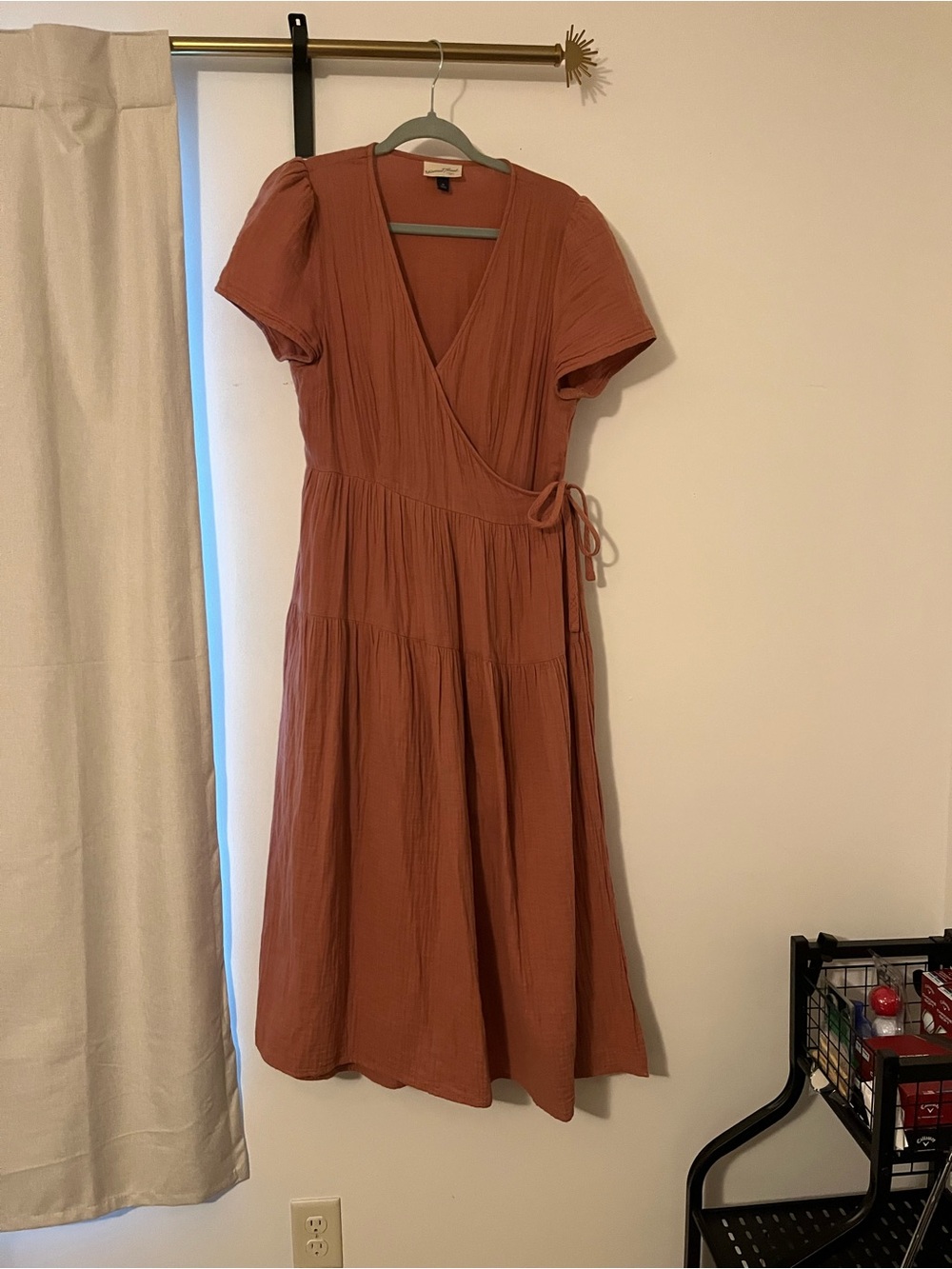 Dusty pink Wrap Midi Dress with Tie Waist